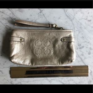 COACH gold leather clutch / wristlet